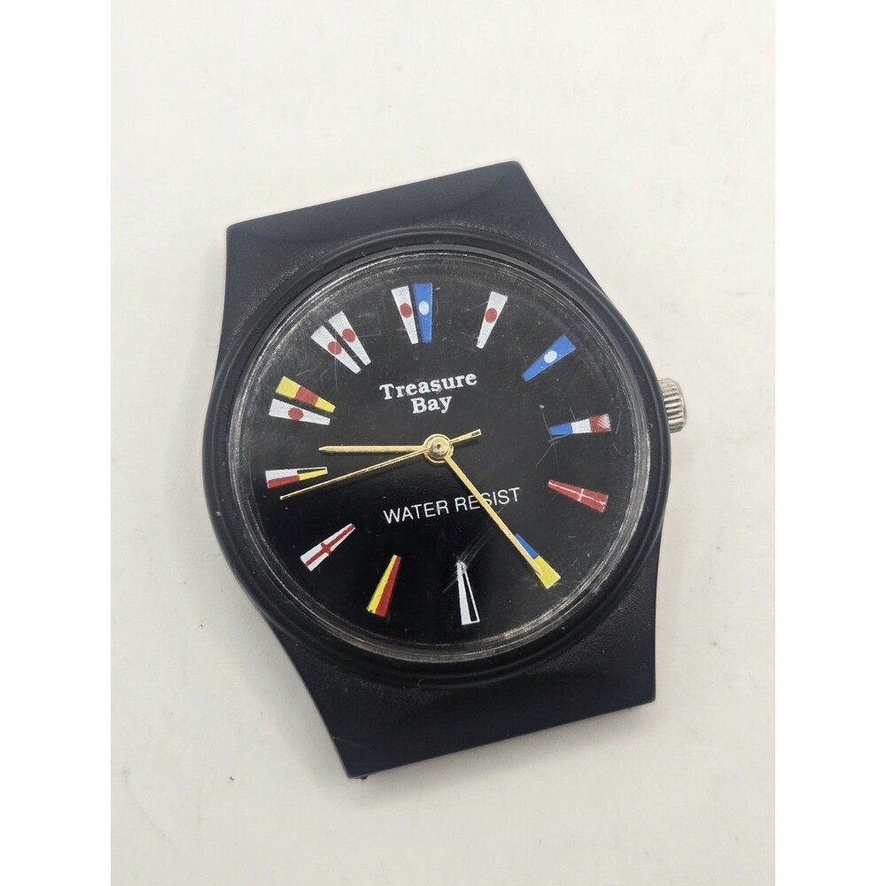 Vintage Treasure Bay Nautical Manual Wind Watch Signal Flags Running Well